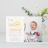 かわいいイエローサンシャインガール1stフォトバースデーパーティー 招待状 (スタンド正面)