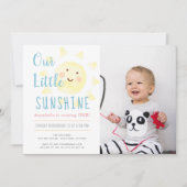 かわいいイエローサンシャインガール1stフォトバースデーパーティー 招待状 (正面)