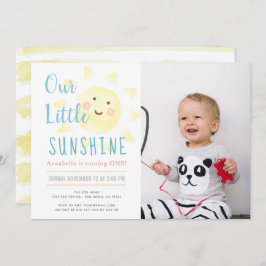 かわいいイエローサンシャインガール1stフォトバースデーパーティー 招待状