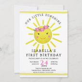 かわいいイエローサンシャイン1st誕生日パーティー 招待状 (正面)
