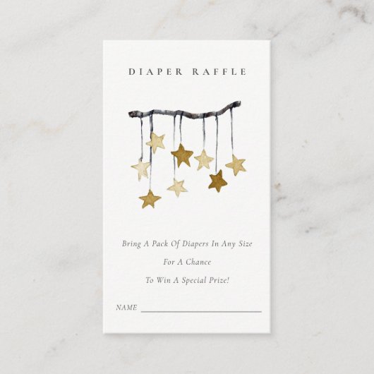 かわいいイエロースターモバイルおむつラッフルベビーシャワー エンクロージャーカード (正面)