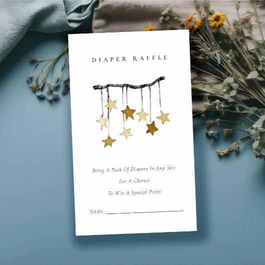 かわいいイエロースターモバイルおむつラッフルベビーシャワー エンクロージャーカード