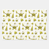 かわいいイエロータータンチェックサンタと財布 ラッピングペーパーシート (正面)