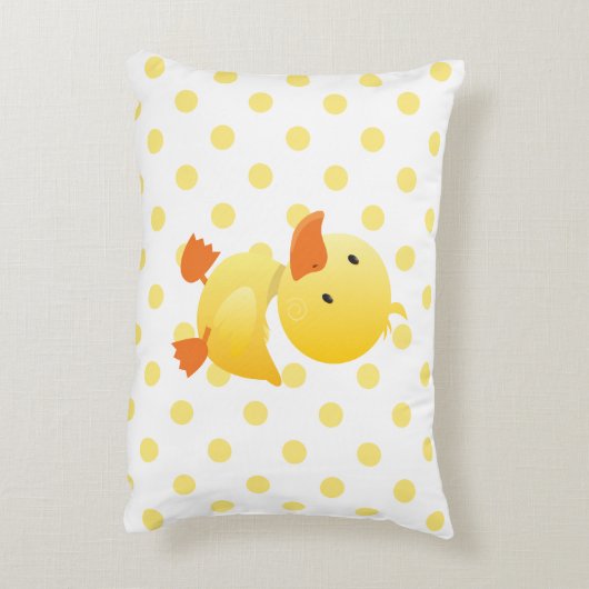 かわいいイエローダッキー水玉模様 アクセントクッション (裏面(縦))