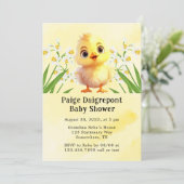 かわいいイエローチキンイースターベイビーシャワー 招待状 (スタンド正面)