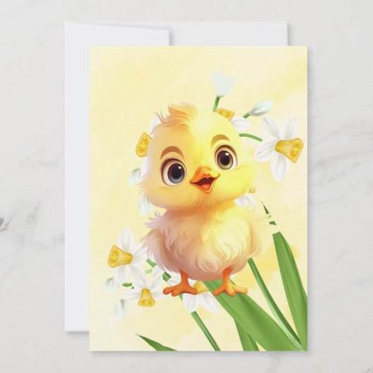 かわいいイエローチキンイースターベイビーシャワー 招待状 (裏面)