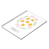 かわいいイエローチックスフローラリースノート ノートブック (左側)