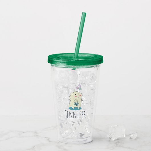 かわいいイエローディノとハッピースター アクリルタンブラー (アイス裏面)