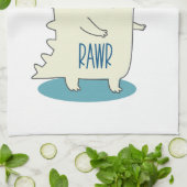 かわいいイエローディノとハッピースター キッチンタオル (折り畳み)