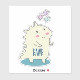 かわいいイエローディノとハッピースター シール