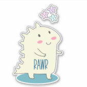 かわいいイエローディノとハッピースター シール (正面)