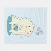 かわいいイエローディノとハッピースター フリースブランケット (正面(横))