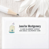 かわいいイエローディノとハッピースター ラベル (インサイチュ)