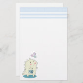 かわいいイエローディノとハッピースター 便箋 (正面/裏面)