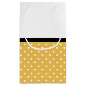 かわいいイエロードットブルーバラシェブロンボウ名 スモールペーパーバッグ (裏面)