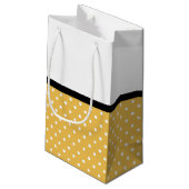 かわいいイエロードットブルーバラシェブロンボウ名 スモールペーパーバッグ (裏面アングル)