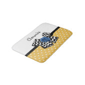 かわいいイエロードットブルーバラシェブロンボウ名 バスマット (アングル)