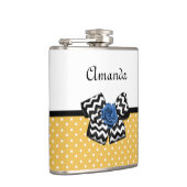 かわいいイエロードットブルーバラシェブロンボウ名 フラスク (右)