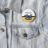 かわいいイエロードットブルーバラシェブロンボウ名 缶バッジ (インサイチュ)