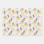 かわいいイエローハウスパピーバードベビーシャワー ラッピングペーパーシート (正面)