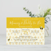 かわいいイエローハニカムビーカップルの赤ちゃんシャワー 招待状 (スタンド正面)