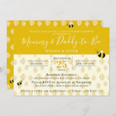 かわいいイエローハニカムビーカップルの赤ちゃんシャワー 招待状 (正面/裏面)