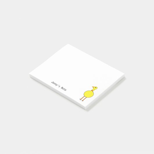 かわいいイエローバードペット動物の漫画名前をカスタムする ポストイット (アングル)