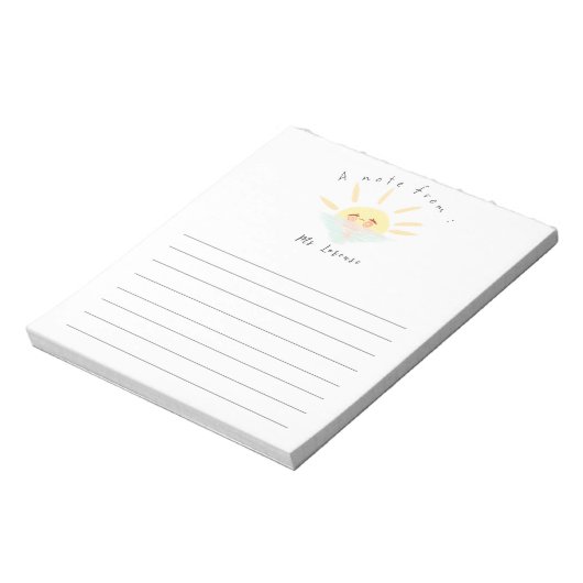 かわいいイエローパステルのサンシャインノート先生 ノートパッド (回転)