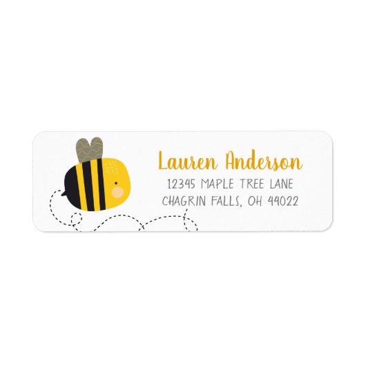 かわいいイエロービーかわいい赤ちゃんシャワーアドレス ラベル (正面)