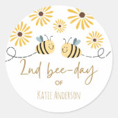 かわいいイエロービーとヒマワリ2ndミツバチの日 ラウンドシール (正面)