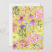 かわいいイエロービーとワイルドフラワーのコードベビーシャワー 招待状 (裏面)