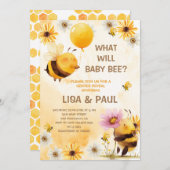 かわいいイエロービーデイジージェンダーリビール招待状 招待状 (正面/裏面)