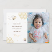 かわいいイエロービーハニーファースト蜂の日サンキューカード 招待状 (正面)