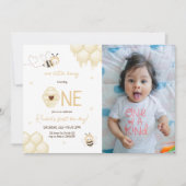 かわいいイエロービーハニー最初のミツバチの日の写真 招待状 (正面)