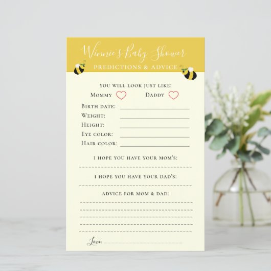 かわいいイエロービーベイビーシャワーアドバイスと予測 (スタンド正面)