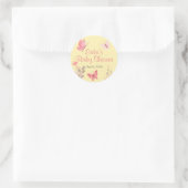 かわいいイエローピンクのフローラ蝶ベビーシャワー ラウンドシール (バッグ)