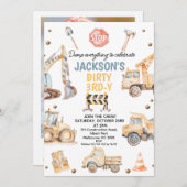 かわいいイエローフォト建築ダーティ3rdy誕生日 招待状 (正面/裏面)