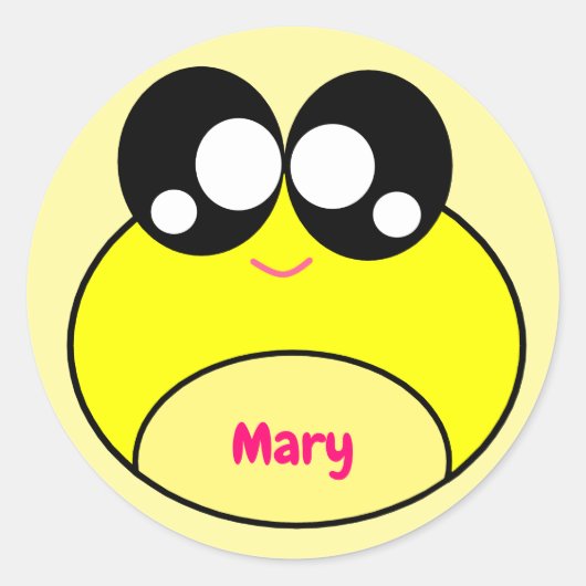 かわいいイエローフロッグかわいい ラウンドシール (正面)