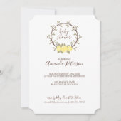 かわいいイエローフローラリースベビーシャワー 招待状 (正面)