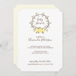 かわいいイエローフローラリースベビーシャワー 招待状