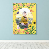 かわいいイエローフローラ新生児写真 キャンバスプリント (インサイチュ (ウッドフロア))