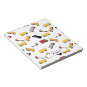 かわいいイエローブラックウォーター色のトパーソナライズされたラック ノートパッド (アングル)