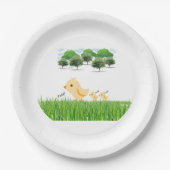 かわいいイエローベビーシック赤ちゃんシャワー ペーパープレート (正面)