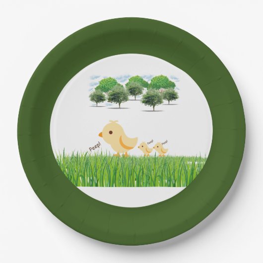 かわいいイエローベビーシック赤ちゃんシャワー ペーパープレート (正面)