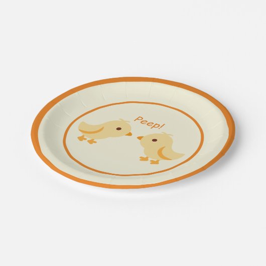 かわいいイエローベビーシック赤ちゃんシャワー ペーパープレート (アングル)