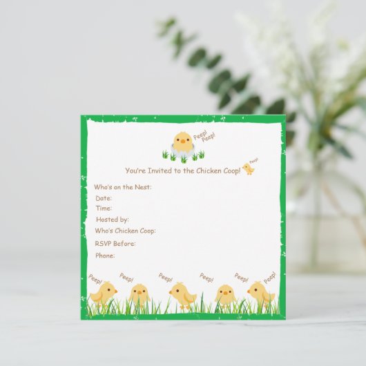 かわいいイエローベビーシック赤ちゃんシャワー 招待状 (スタンド正面)