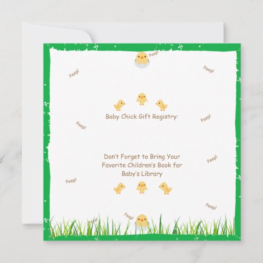 かわいいイエローベビーシック赤ちゃんシャワー 招待状 (裏面)