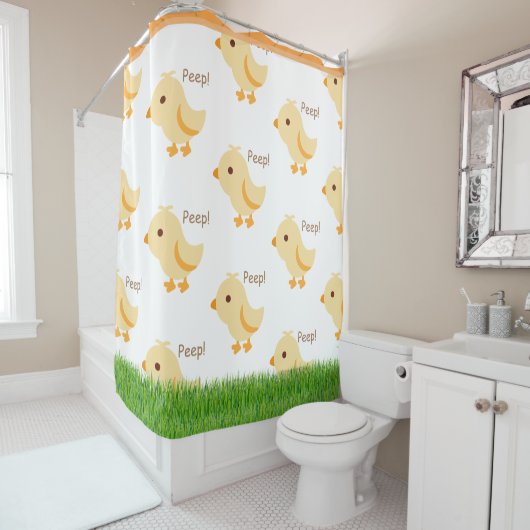 かわいいイエローベビーチックキッズ シャワーカーテン (インサイチュ)