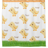 かわいいイエローベビーチックキッズ シャワーカーテン (正面)