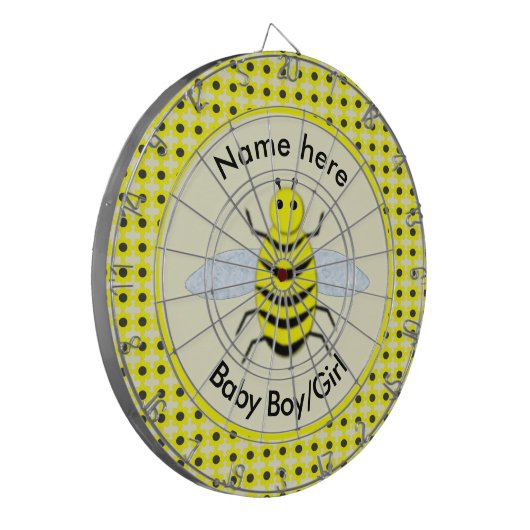 かわいいイエローベビービージェンダーリビールニュートラルカスタム ダーツボード (正面左)